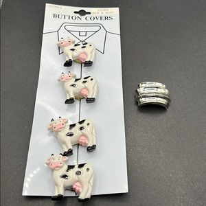 Vintage Wangs 1989 cow button covers, scarf slide